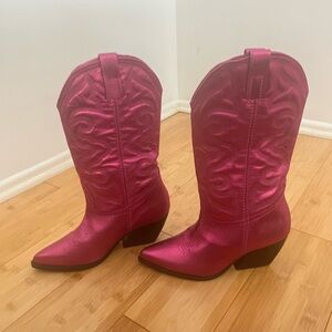Pink Metallic Steve Madden Cowboy Boots